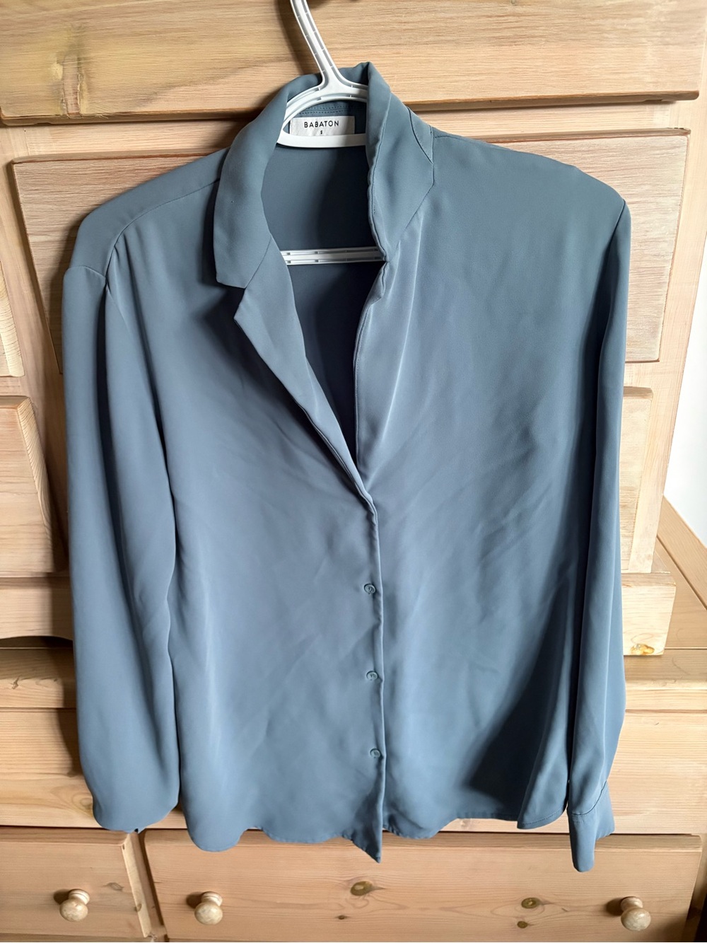 Babaton Slate Blue Button-Up Shirt
